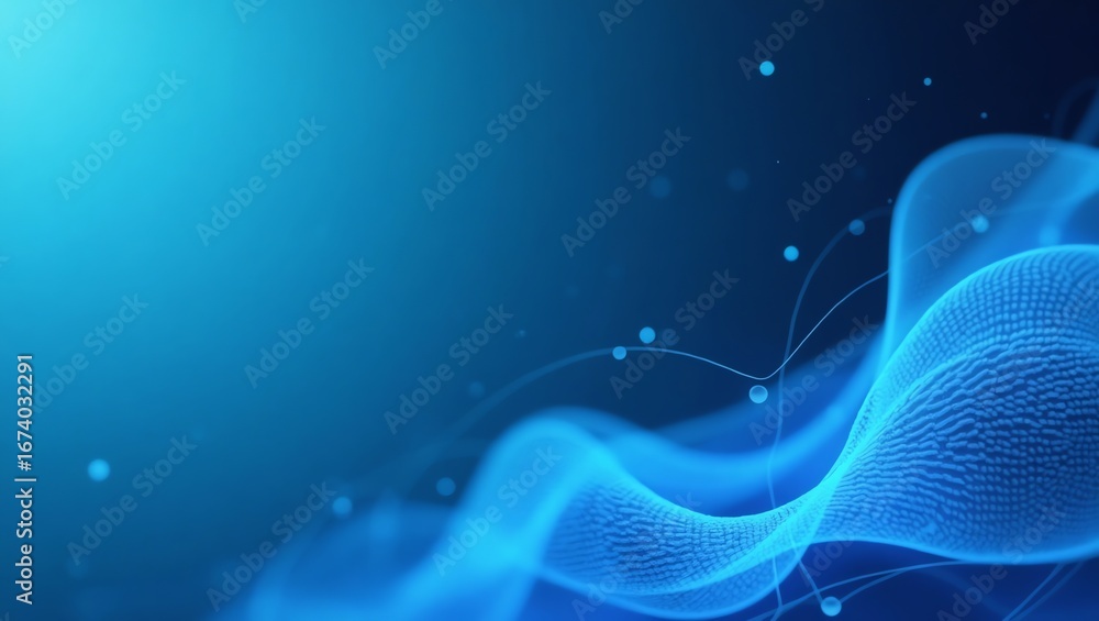 Poster blue abstract wave with data points