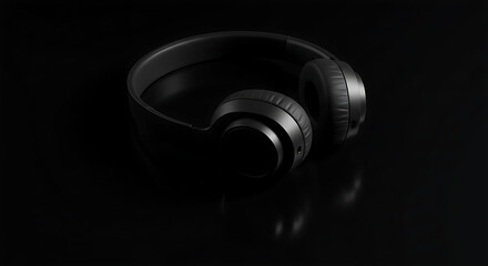 headphones on black background