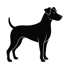 Black silhouette of a Jack Russell Terrier dog standing