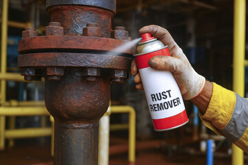 Rust remover spray and maintenance service maintain environment protection by cleaning corroded pipes and flange safely