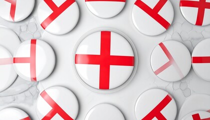 Obraz premium Circular arrangement of white objects featuring red St George’s Cross