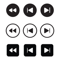 Media Player Control Icons Set – Play, Pause, Stop, Forward, Rewind Buttons Collection