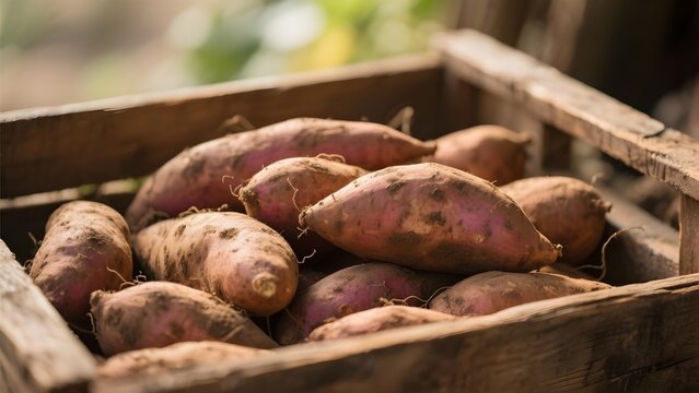 Raw Organic Sweet Potatoes in a Box