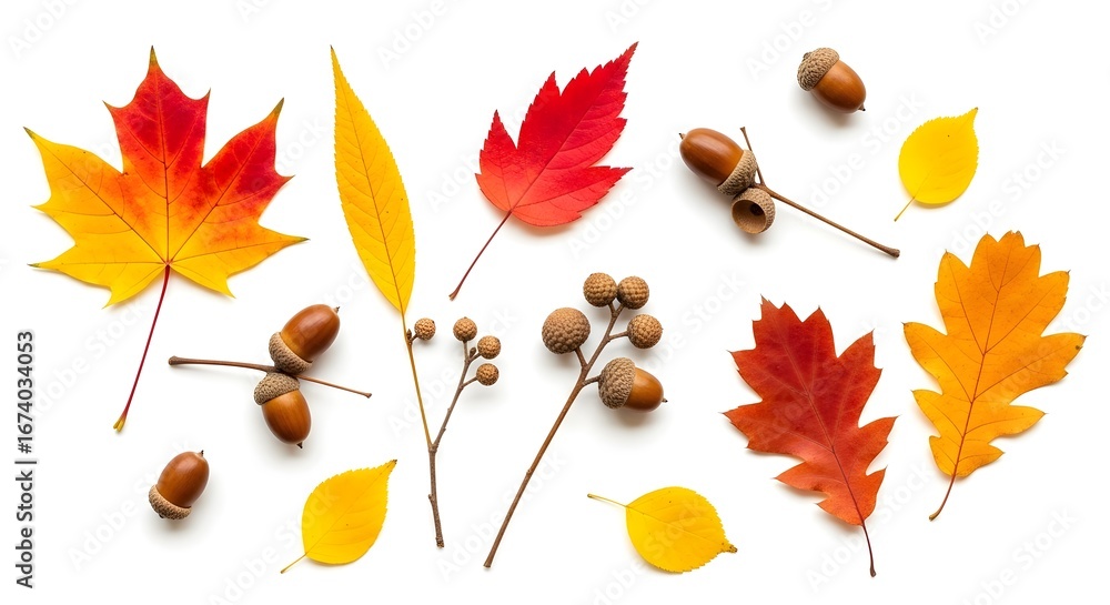 Poster closeup of vibrant orange leaves on a tree branch, illuminated by the warm, soft glow of the autumn 