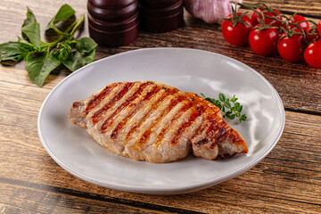 Juicy grilled pork fillet steak