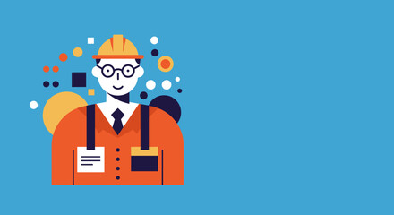 A cheerful engineer or construction worker in a hard hat and uniform. Ideal for business, industry, and professional concepts.