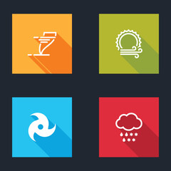 Set Tornado, Wind and sun, and Cloud with snow rain icon. Vector