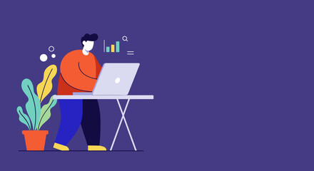 A professional works diligently on a laptop, analyzing data and generating ideas in a modern, productive environment. Ideal for business, remote work, or technology concepts.