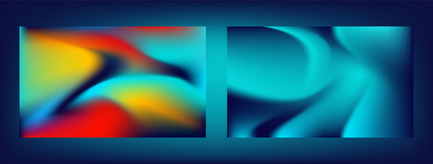 Fototapeta premium Modern abstract background featuring vibrant gradient colors including blue, red, yellow, and cyan. The fluid motion and smooth blending create a futuristic and stylish design, perfect for wallpapers,