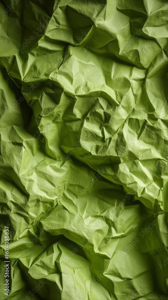 Poster crumpled green wrapping paper forms abstract texture background