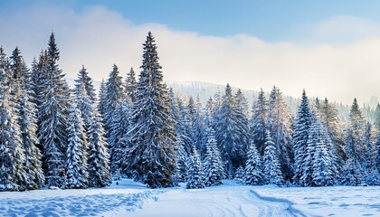 forest in winter generative ai illustration