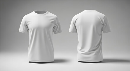 Plain White Crew Neck TShirt Mockup Front and Back Views Short Sleeves Casual Style.