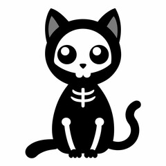 Obraz premium Cute skeleton cat halloween costume illustration
