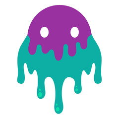 Cute purple and teal dripping blob character