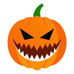 Spooky jack o lantern with jagged teeth and evil eyes