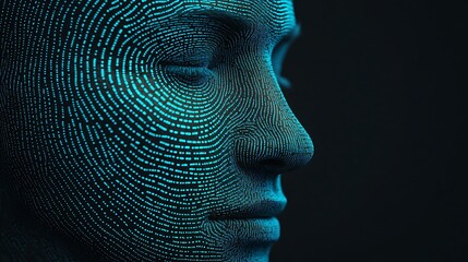 A digital representation of a human face created with intricate patterns, showcasing a fusion of technology and art.