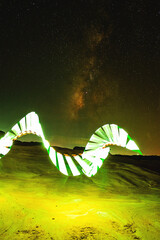 Abstract Light Painting Under the Milky Way Galaxy
