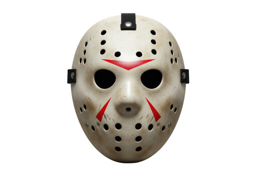 Isolated hockey mask iconic slasher killer from horror movie, spooky, fear, terror concept