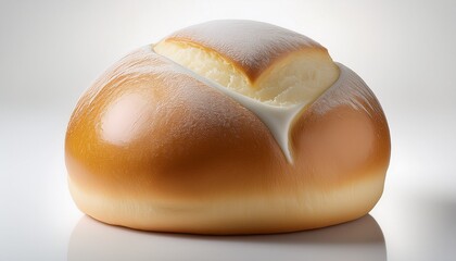 perfectly formed soft white bun slightly glazed bread white