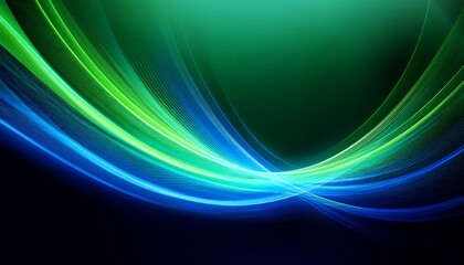 abstract line swoosh forms sharp focus green and blue light going different directions green background transparente iridiscente circular translucidos