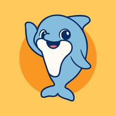 Dolphin Wave Hand Cartoon