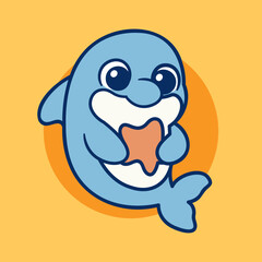 Dolphin Grabbing Starfish Cartoon