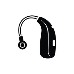 Black silhouette of a behind the ear hearing aid device