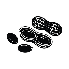 Hand drawn illustration of peanuts in shell and shelled peanuts on white background