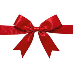 Elegant red ribbon tied in a graceful bow on a white background Perfect for holiday celebration or gift giving concepts, isolated