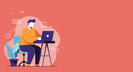 Person working on laptop in a modern home office setting, representing remote work, online learning, freelancing, and digital lifestyle concepts.