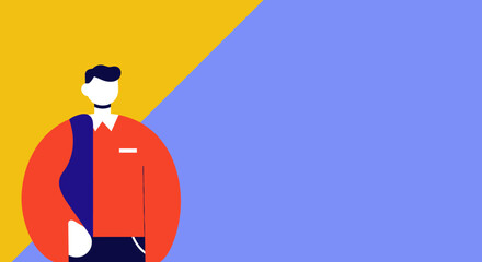 Vibrant illustration of a modern person with a bag, symbolizing education, career, and an active, contemporary lifestyle. Ideal for business or learning concepts.