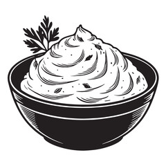 black mashed potatoes  Silhouette Vector, High Quality Illustration on White Background