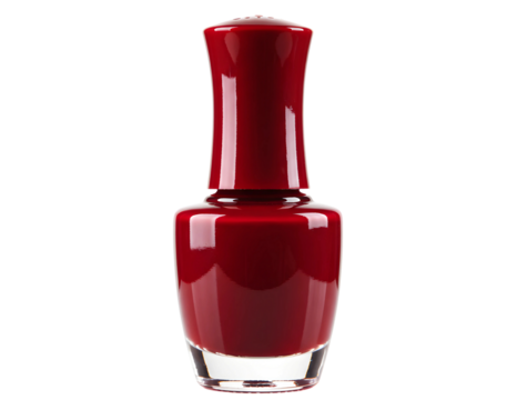 Red nail polish bottle isolated on transparent background