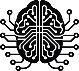 AI Brain Vector Icon: Digital Intelligence and Technology