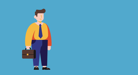 Professional businessman with a briefcase stands confidently, ready for work or new opportunities. Ideal for corporate, career, and employment concepts.