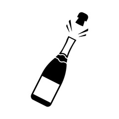 Champagne bottle and popping cork vector icon