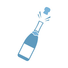 Champagne bottle and popping cork vector icon