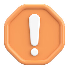 Warning sign. Notification icon. 3D illustration.