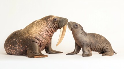Walrus mother and calf