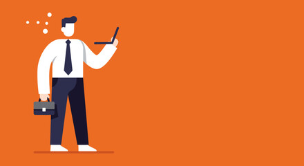 Professional businessman with a laptop and briefcase, engaged in digital work and generating new ideas. Ideal for concepts of business, technology, innovation, and strategic planning.