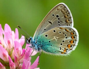 Obraz premium Close-up of a butterfly on a clover flower