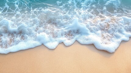Obraz premium Closeup beach waves on sand, serene summer