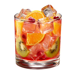 Fototapeta na wymiar Fruit Cocktail with Ice, isolated on transparent background