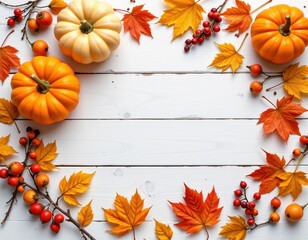 Autumnal Heart Shaped Arrangement with Pumpkins Pinecones Berries and Leaves