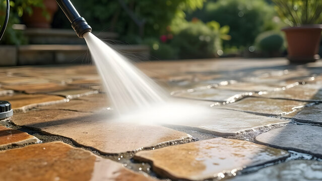 Natural Stone Paving Restoration with Gentle Pressure