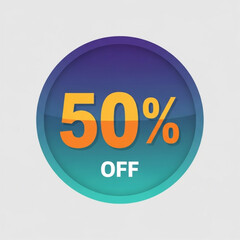 50 Percent Off Sale Label Badge: Modern Vector Tag for Business Promotion, Discount Sticker, and Pricing Icon