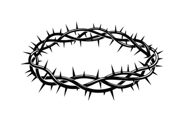 Detailed illustration of a crown of thorns on a white background
