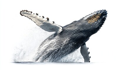 Whale leaping from water
