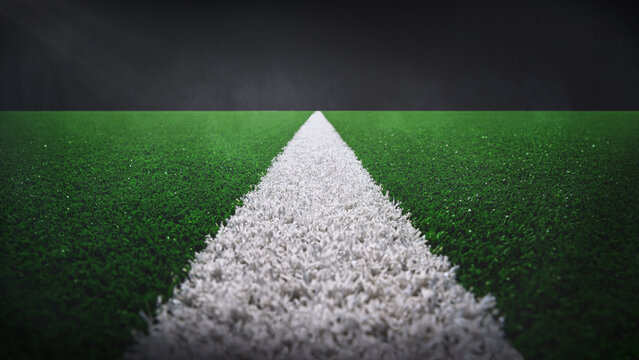 textured soccer game field with neon fog - center, midfield