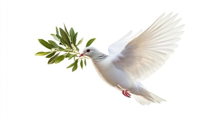 White dove with olive branch